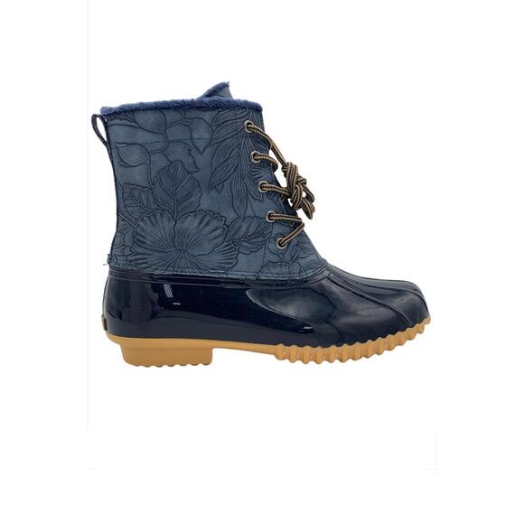 Sporto Shoes - Sporto Bella Waterproof Lace Up Duck Boot with Zipper Navy - Medium